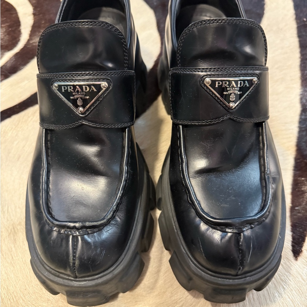 Prada Women's Black Glossy Loafers